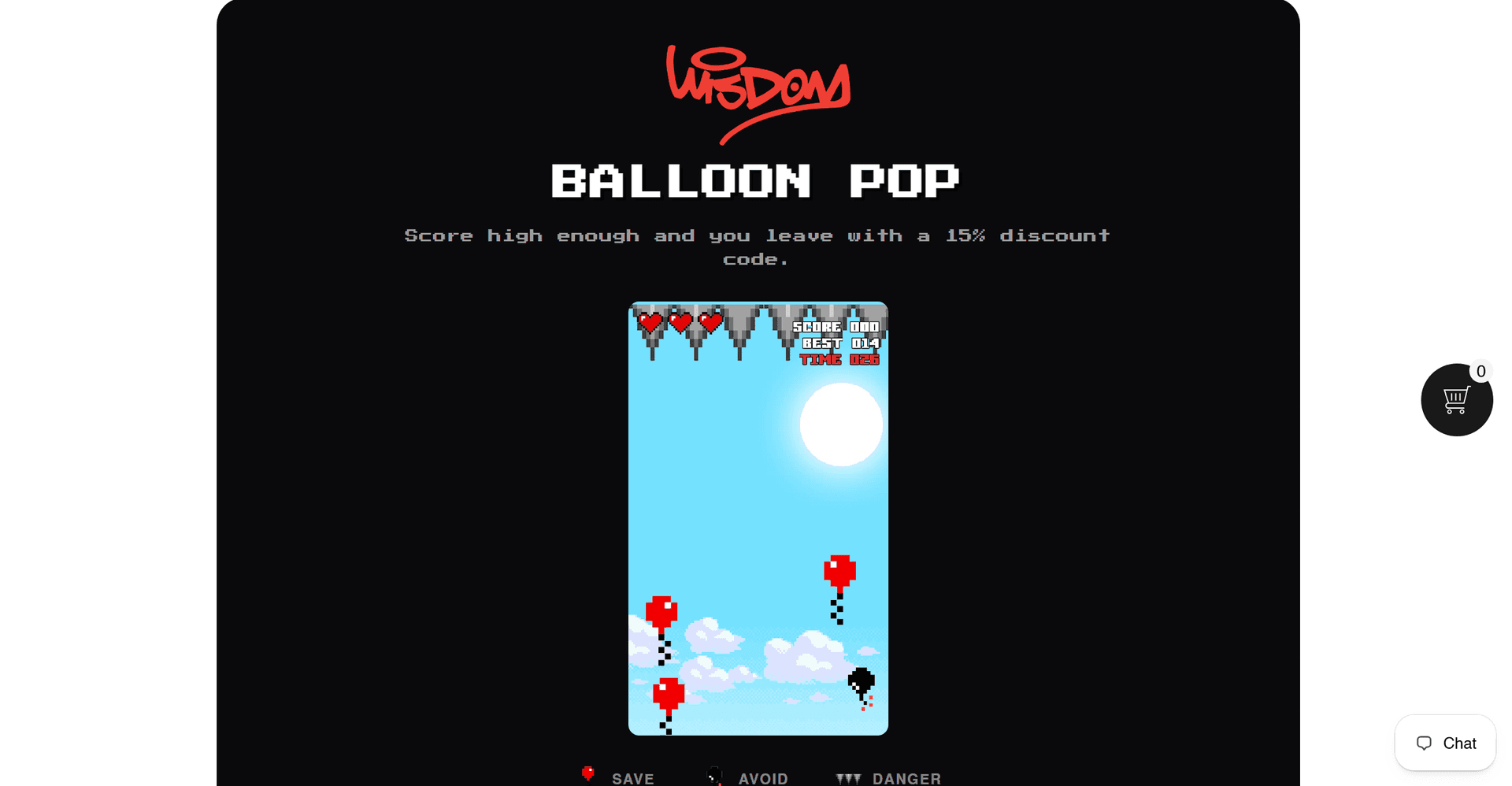 Pop a balloon, get 15% off