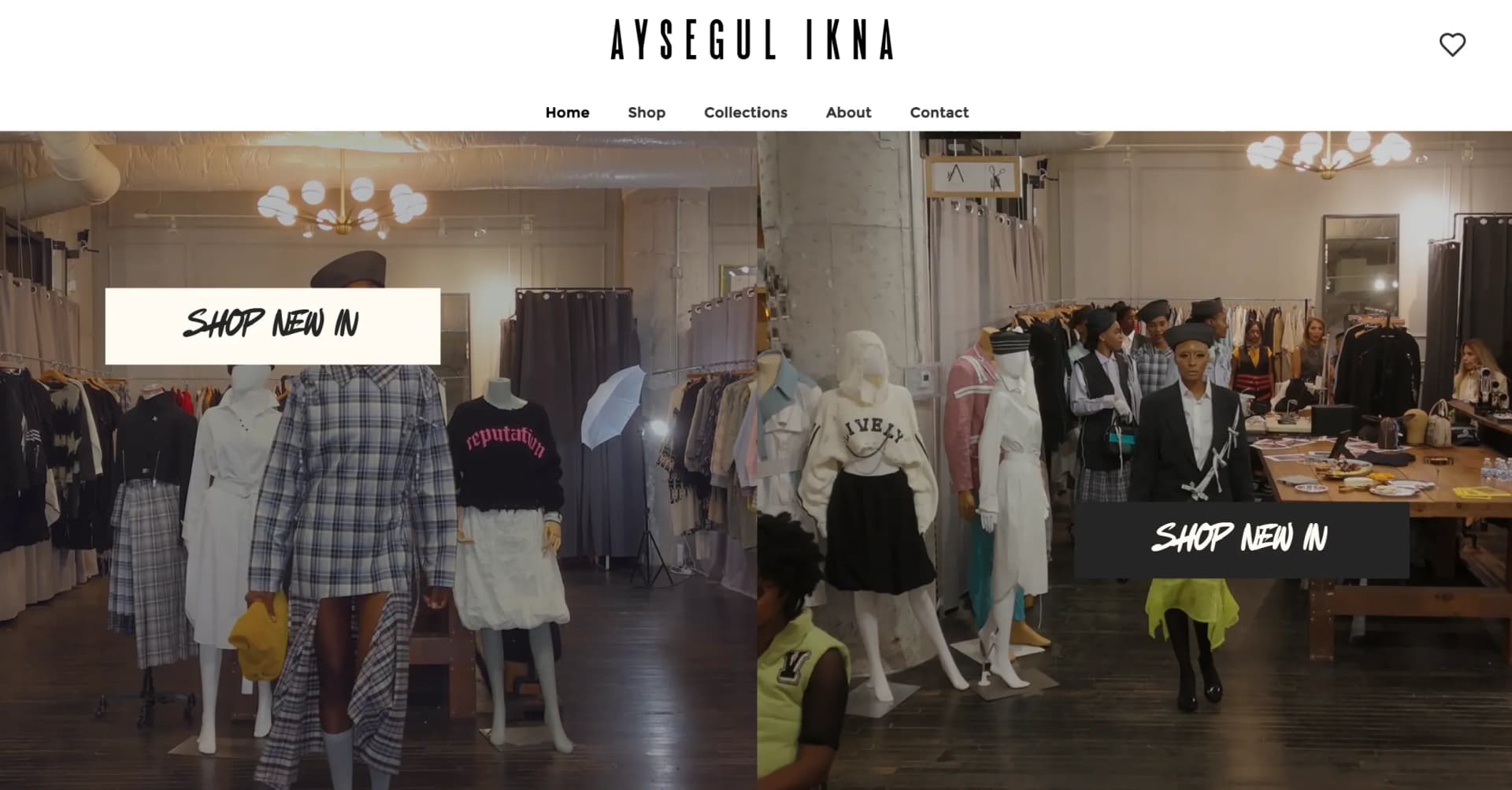 Homepage of Aysegul Ikna, an Atlanta brand website ROV built to be found and shopped online